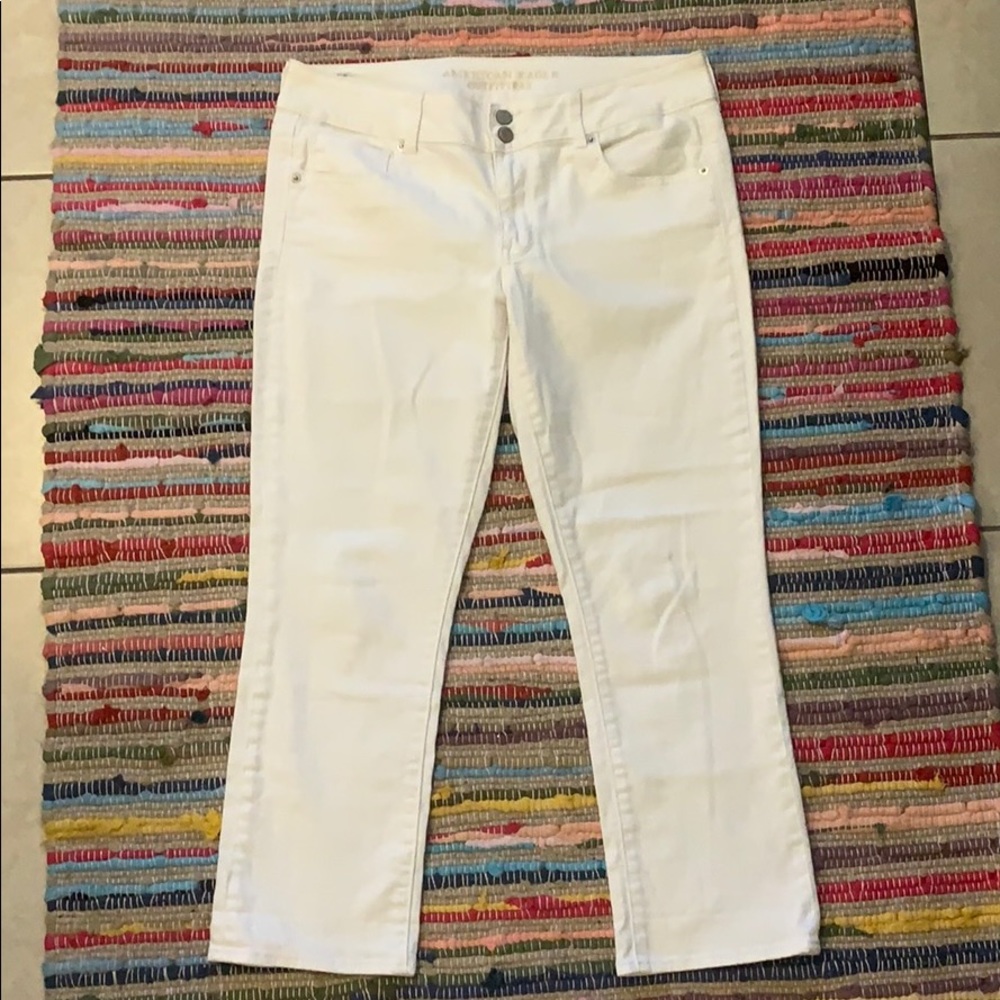American Eagle White Artist Crop 12 NWOT
